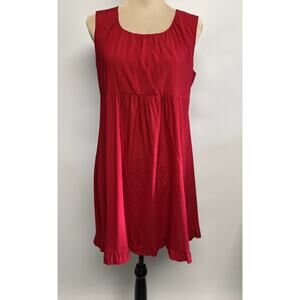 Cherry Red Silk Mini Dress Med Anthropologie Alisha Levine Ruffle Hem Babydoll